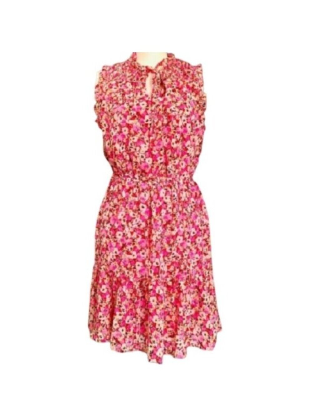 Gypsies & Moondust Juniors Smocked Prairie Ruffle Floral Dress, Pinks, Size Smal